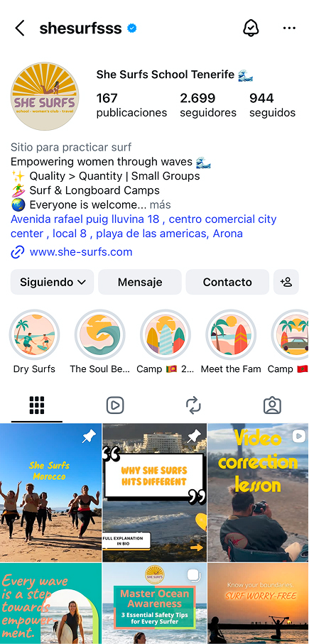 She Surfs School Tenerife — escuela de surf femenina